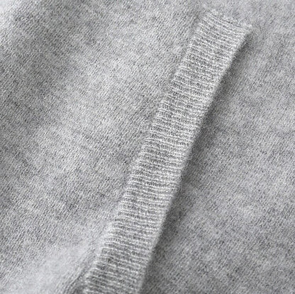 100% Merino Wool Zip Solid Color Sweater - oukumen