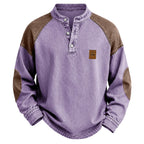 Color-Block Acid-Wash Henley Shirt