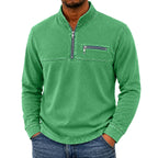 Acid-Wash Zip-Pocket Polo Shirt