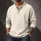 Washed Long-Sleeve Henley Shirt