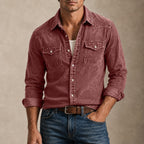 Washed Long-Sleeve Denim Shirt