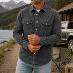 Washed Long-Sleeve Denim Shirt