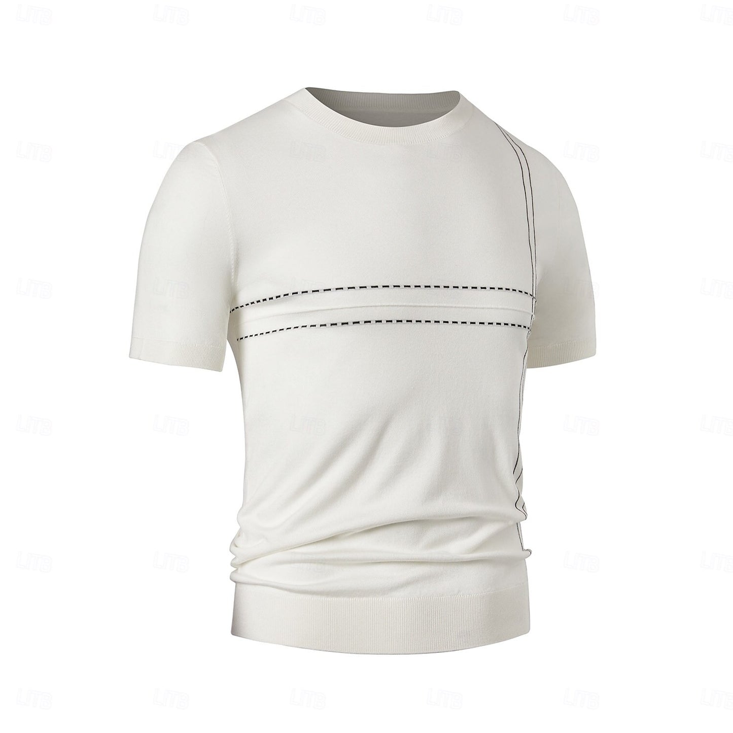 Lyocell Nylon Stripe Knit T-shirt