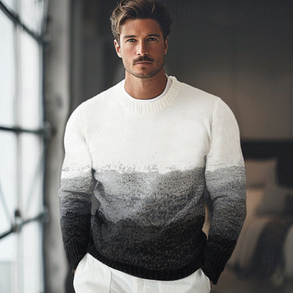 Crew Neck Gradient Pullover Sweater