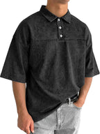 Color-Block Acid-Wash Polo Shirt