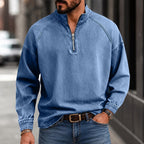 Stand-Collar Zip T-Shirt