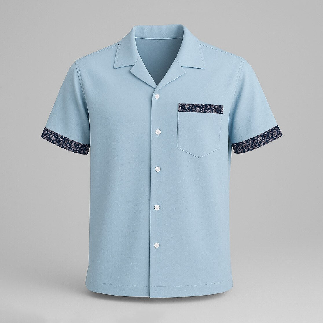 100% Cotton Cuban Collar Shirt - oukumen