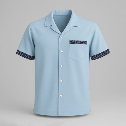 100% Cotton Cuban Collar Shirt - oukumen