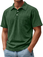 Acid-Wash Pocket Polo Shirt