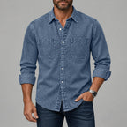 Acid-Wash Long-Sleeve Denim Shirt