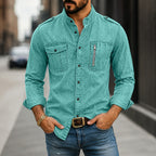 Acid-Wash Long-Sleeve Denim Shirt