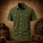 Acid-Wash Short-Sleeve Denim Shirt