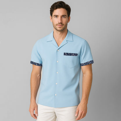 100% Cotton Cuban Collar Shirt - oukumen