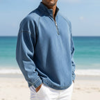 Acid-Wash Stand-Collar T-Shirt
