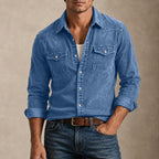 Washed Long-Sleeve Denim Shirt
