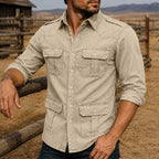 Acid-Wash Long-Sleeve Denim Shirt