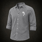 Embroidered Acid-Wash Denim Shirt