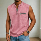 Stand-Collar Zip-Pocket T-Shirt