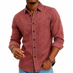 Acid-Wash Long-Sleeve Denim Shirt