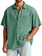 Acid-Wash Short-Sleeve Shirt