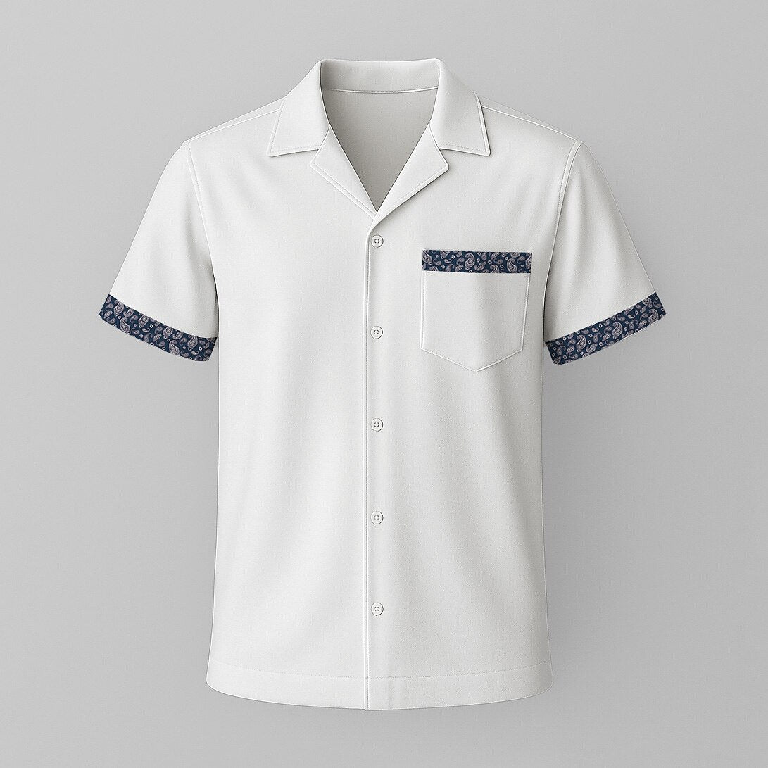 100% Cotton Cuban Collar Shirt - oukumen
