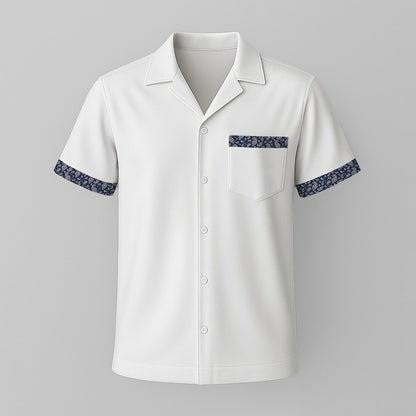 100% Cotton Cuban Collar Shirt - oukumen