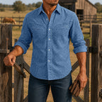 Acid-Wash Long-Sleeve Denim Shirt