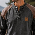Color-Block Long-Sleeve Henley Shirt
