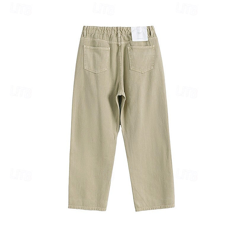 100% Cotton Relaxed Chino Pants - oukumen
