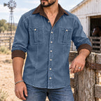 Patchwork Acid-Wash Denim Shirt
