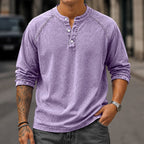 Washed Long-Sleeve Henley Shirt