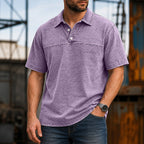 Color-Block Acid-Wash Polo Shirt