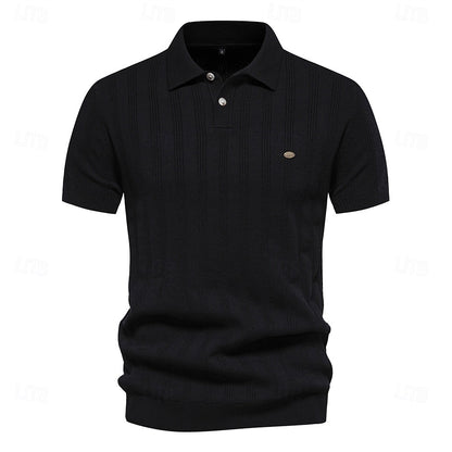 Business Casual Lapel Button Short Sleeve Polo - oukumen