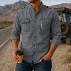 Acid-Wash Long-Sleeve Denim Shirt