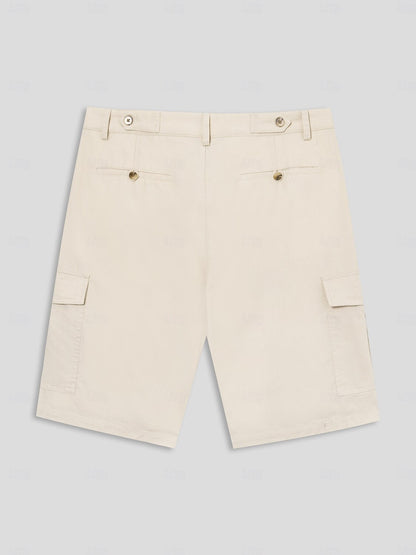 Linen Knee Length Casual Shorts - oukumen