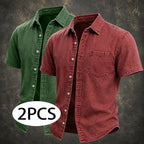 Acid-Wash Short-Sleeve Denim Shirt