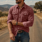 Acid-Wash Long-Sleeve Denim Shirt