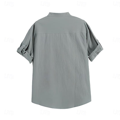 100% Cotton Band-Collar Shirt