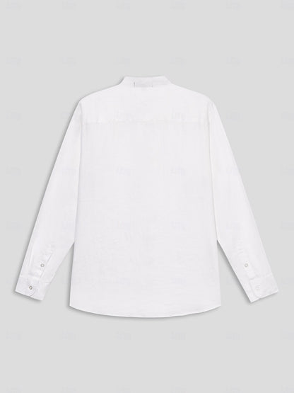 100% Linen Shirt Ruched White - oukumen