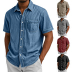 Washed Short-Sleeve Denim Shirt
