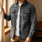Acid-Wash Long-Sleeve Denim Shirt