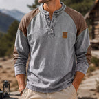 Color-Block Long-Sleeve Henley Shirt