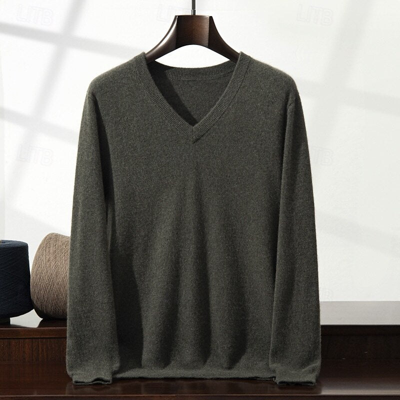 Cashmere V Neck Knitwear Sweater - oukumen