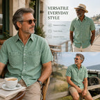 Washed Short-Sleeve Denim Shirt