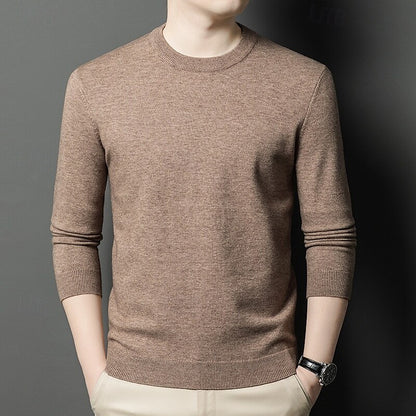 100% Wool Solid Color Sweater Pullover - oukumen