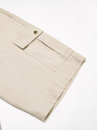 Linen Knee Length Casual Shorts - oukumen