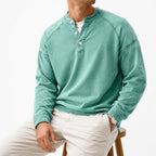 Washed Long-Sleeve Henley Shirt