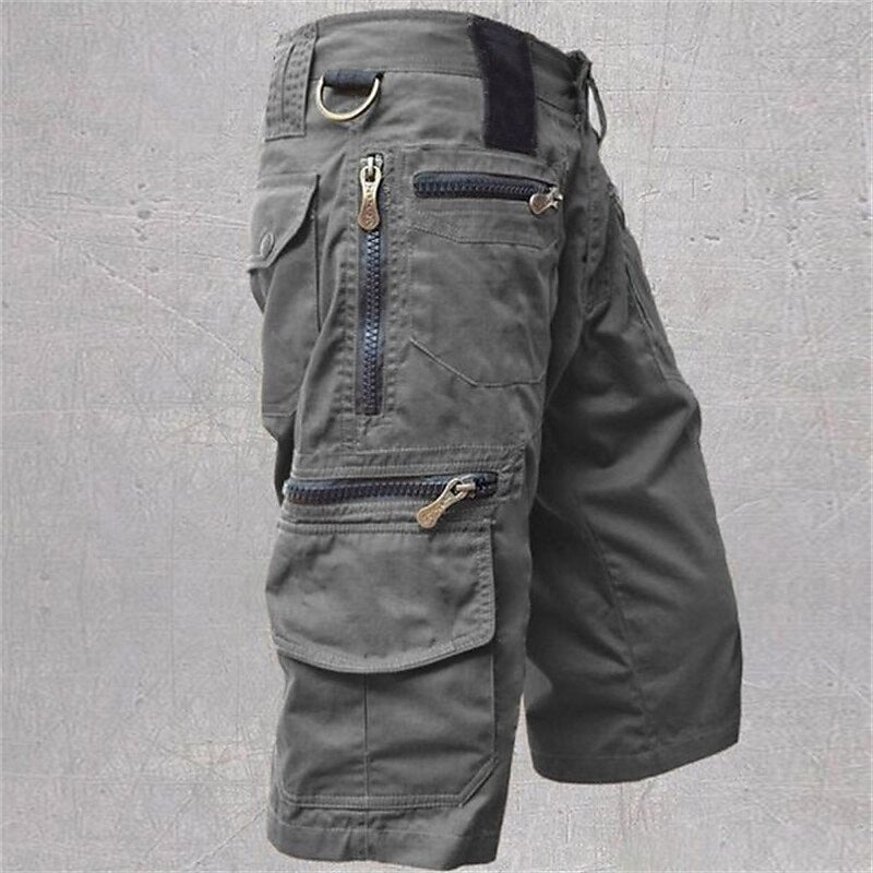 Zip-Pocket Cargo Capri Shorts