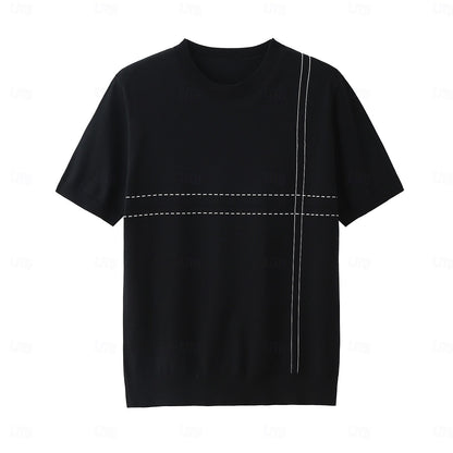 Lyocell Nylon Stripe Knit T-shirt