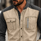Color-Block Acid-Wash Shirt